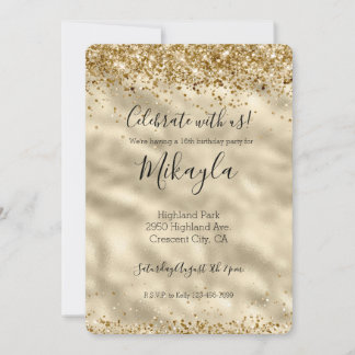Girly Glam Gold Glitzer Einladung