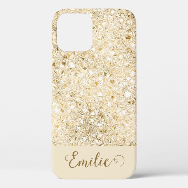 Girly Glam Gold Glitzer Monogram Name Script Case (Rückseite)