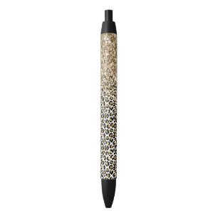 Girly Glam Gold Leopard Print Glitzer funkeln Kugelschreiber