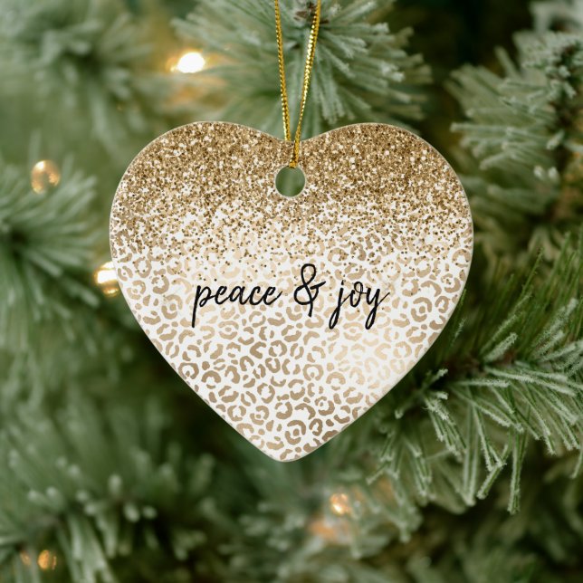 Girly Glam Gold Leopard Print Glitzer Sparkone Keramik Ornament (Baum)