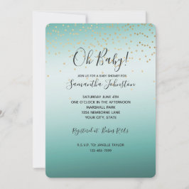 Girly Glam Gold Mini Confetti Mint Ombre Einladung