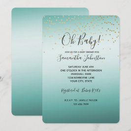 Girly Glam Gold Mini Confetti Mint Ombre Einladung