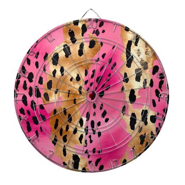 Girly Glam Gold Pink Black Leopard Dartscheibe (vorne)