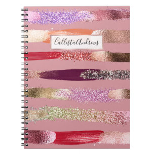 Girly Glam Gold Pink Glitzer Metallische Pinselstr Notizblock