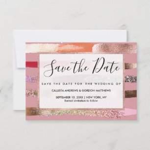 Girly Glam Gold Pink Glitzer Metallische Pinselstr Save The Date