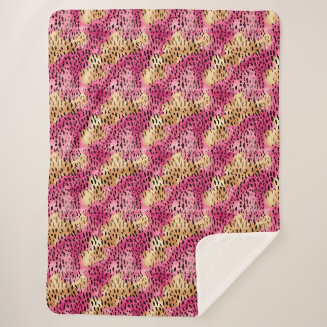 Girly Glam Gold Pink Leopard Sherpadecke (Vorderseite)