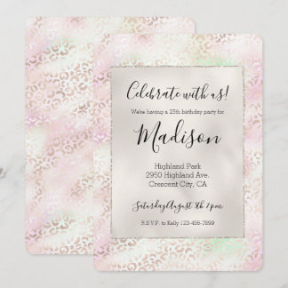 Girly Glam Gold Pink Mint Ombre Leoapdrucke Einladung