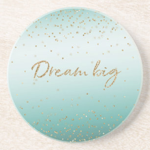 Girly Glam Gold Sparkle Confetti Mint Glitzer Getränkeuntersetzer