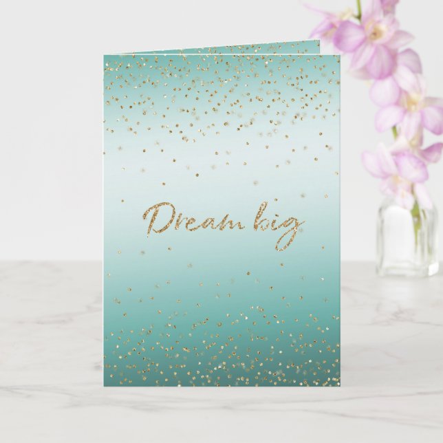 Girly Glam Gold Sparkle Confetti Mint Glitzer Karte (Orchidee)