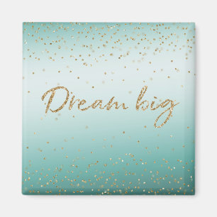 Girly Glam Gold Sparkle Confetti Mint Glitzer Magnet