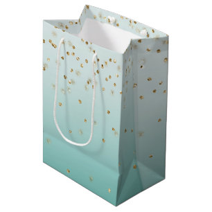 Girly Glam Gold Sparkle Confetti Mint Ombre Mittlere Geschenktüte