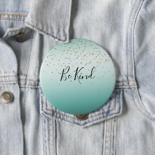 Girly Glam Gold Sparkle Confetti Mint Ombre Person Button