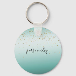 Girly Glam Gold Sparkle Confetti Mint Ombre Person Schlüsselanhänger