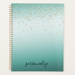 Girly Glam Gold Sparkle Confetti Mint Ombre Planer