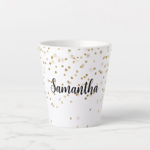 Girly Glam Gold Sparkle Confetti Personalisiert Milchtasse