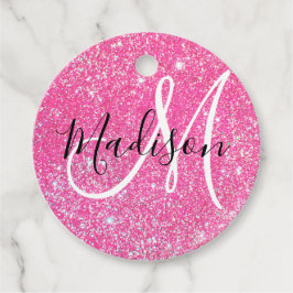 Girly Glam Hot Pink Glitzer Glitzern Monogram Name Geschenkanhänger