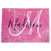 Girly Glam Hot Pink Glitzer Glitzern Monogram Name