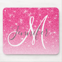 Girly Glam Hot Pink Glitzer Glitzern Monogram Name