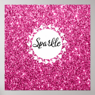 Girly & Glam Hot Pink Glitzer Sparkle Poster