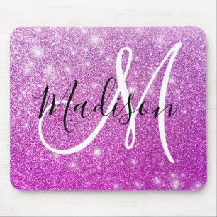 Girly & Glam Lila Glitzer Glitzern Monogramm Name Mousepad