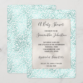 Girly Glam Mint Leopard Print Einladung