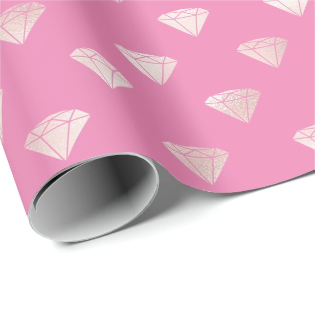 Girly Glam Pink Diamonds Geschenkpapier (Rolleneckpunkt)