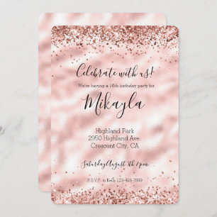 Girly Glam Pink Glitzer Sparkle Confetti Einladung