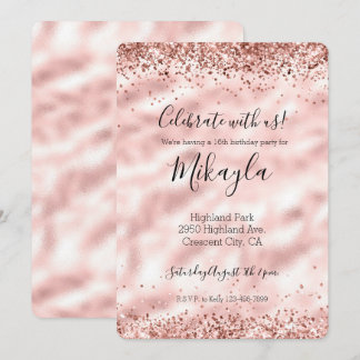 Girly Glam Pink Glitzer Sparkle Confetti Einladung