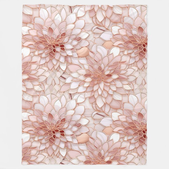 Girly Glam Pink Rose Gold Floral Fleecedecke (Vorderseite)