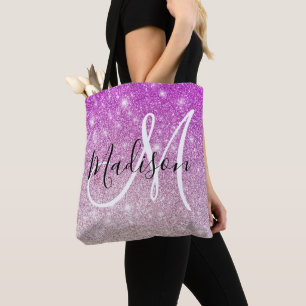 Girly & Glam Purple Glitter Sparkles Monogram Name