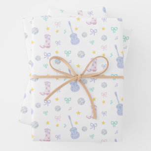 Girly Glam Rockstar Cowgirl Pop Star Party Geschenkpapier Set