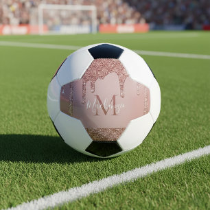Girly Glam Rose Gold Drilling Glitzer Monogram Fußball