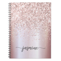 Girly Glam Rose Gold Glitzer Monogram Name Script