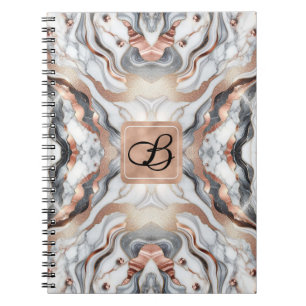 Girly Glam Rosé Gold Silber & Weiß Marmor Notizblock