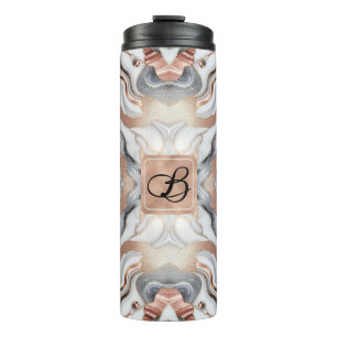 Girly Glam Roségold Silber & Weiß Marmor Thermosbecher
