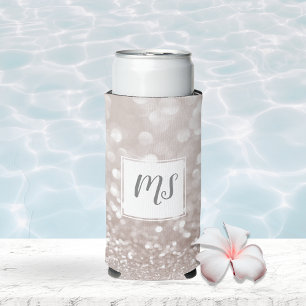 Girly Glitter Funkeln Glamour Initialen Monogramm Selters Dosenkühler
