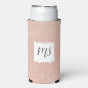 Girly Glitter Monogram Anfangsbuchstabe Roségold Selters Dosenkühler