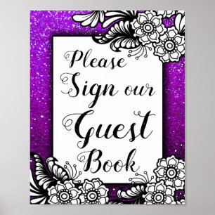 Girly Glitter Sparkles Geburtstag Hochzeit Gästebu Poster