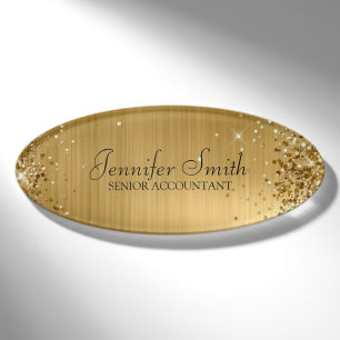 Girly Glitterndes Gold Faux Folie Schreibtisch Nam Namenschild
