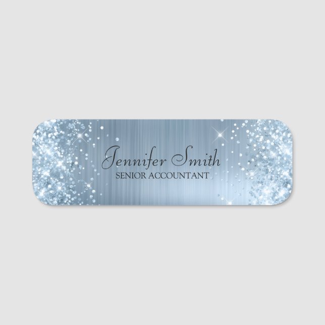 Girly Glittery Blaulicht-Faux-Folie Namensschild (Vorderseite)