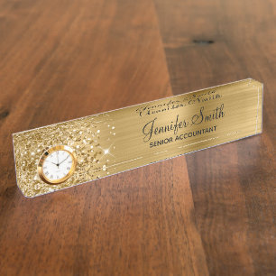 Girly Glittery Gold Glam Namensplakette