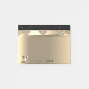 Girly Glittery Goldherzen, High Heels Personalisie Post-it Klebezettel