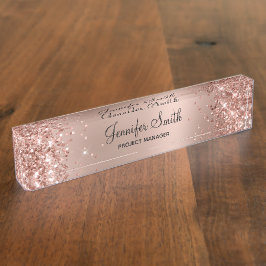 Girly Glittery Rose Glam Gradient Namensplakette