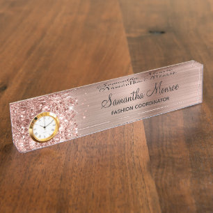Girly Glittery Rose Gold Glam Namensplakette