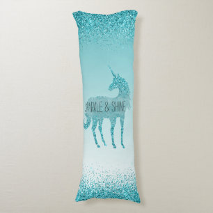 Girly Glitz Aqua Turquoise Glitzer Unicorn Seitenschläferkissen