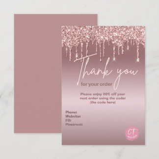 Girly Glitzer Business Marketing Dankeskarte