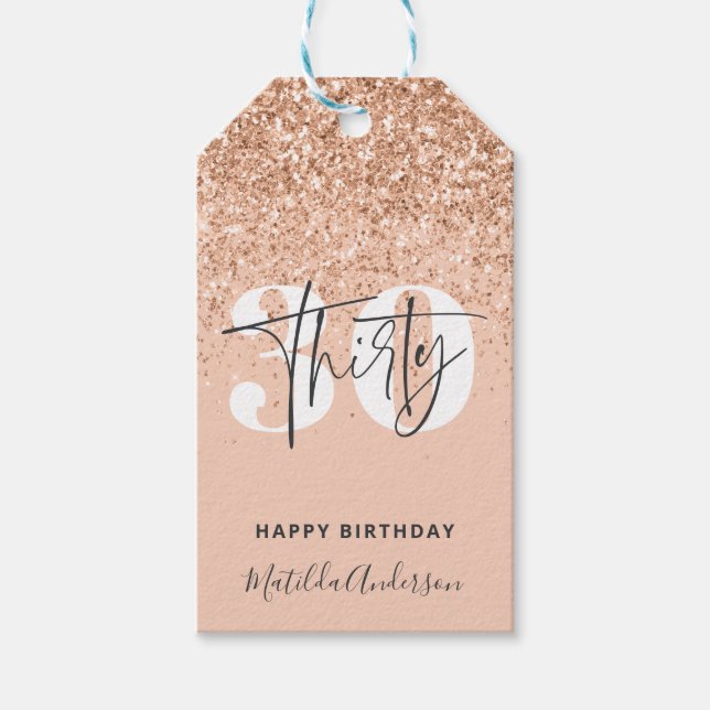 Girly Glitzer funkelt am 30. Geschenkanhänger (Vorderseite)