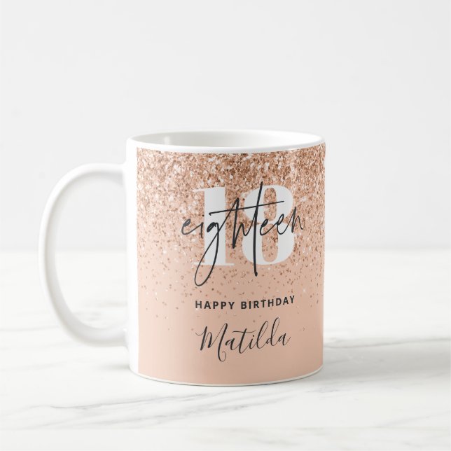 Girly Glitzer funkelt modern 18. Geburtstag  Kaffeetasse (Links)