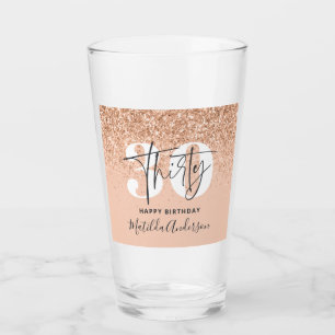 Girly Glitzer funkelt modern 30. Geburtstag Glas