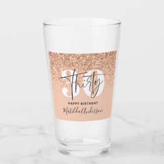 Girly Glitzer funkelt modern 30. Geburtstag Glas